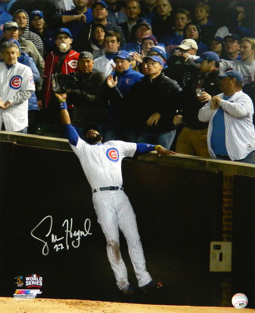 Jason Heyward Signed Chicago Cubs 2016 World Series Catch Against Wall 16x20 Photo - HEY16P101 - Jason Heyward Signed Chicago Cubs 2016 World Series Catch Against Wall 16x20 Photo product image