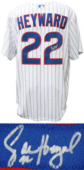 Jason Heyward Signed Cubs White Pinstripe Majestic Replica Baseball Jersey - HEYJRY101 - Jason Heyward Signed Cubs White Pinstripe Majestic Replica Baseball Jersey product image