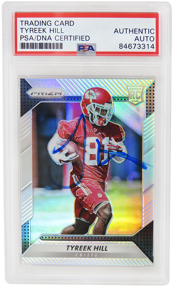 Tyreek Hill Signed Kansas City Chiefs 2016 Panini Prizm Rookie Football Card #296 - (PSA/DNA Encapsulated) - HILCAR300 - Tyreek Hill Signed Kansas City Chiefs 2016 Panini Prizm Rookie Football Card #296 - (PSA/DNA Encapsulated) product image