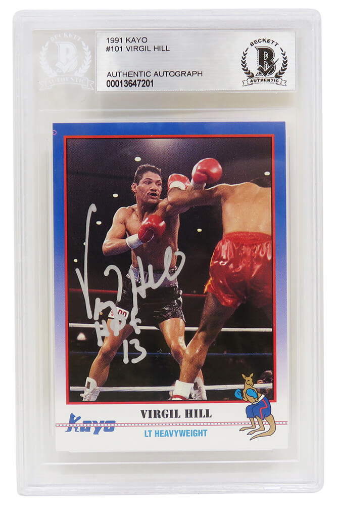 Virgil Hill Signed 1991 Kayo Boxing Trading Card #101 w/HOF'13 - (Beckett Encapsulated) - HILCAR501 - Virgil Hill Signed 1991 Kayo Boxing Trading Card #101 w/HOF'13 - (Beckett Encapsulated) product image