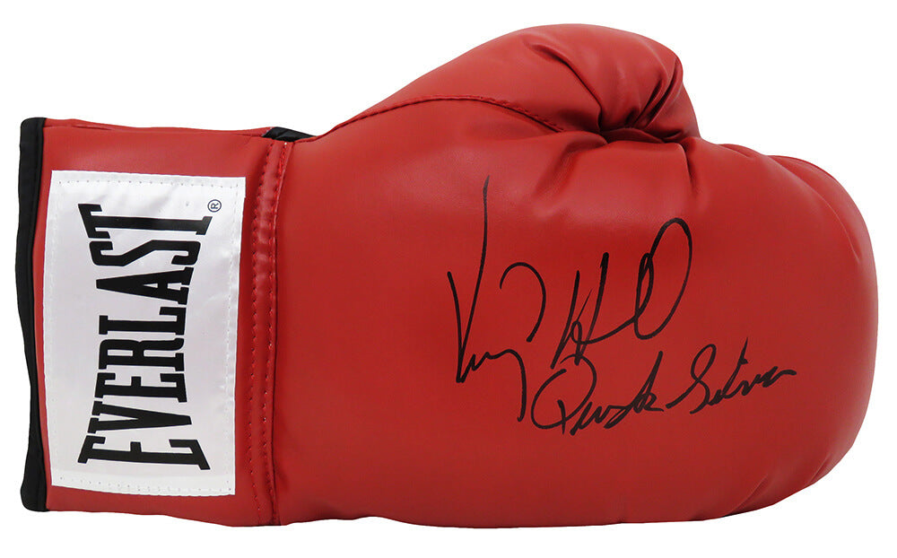 Virgil Hill Signed Everlast Red Boxing Glove w/Quicksilver - HILGLV500 - Virgil Hill Signed Everlast Red Boxing Glove w/Quicksilver product image
