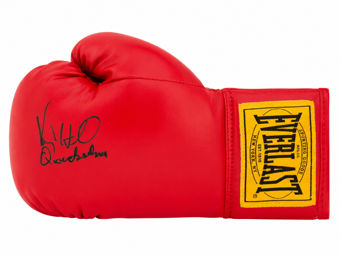 Virgil Hill Signed Everlast Red Full Size Boxing Glove w/Quicksilver - HILGLV506 - Virgil Hill Signed Everlast Red Full Size Boxing Glove w/Quicksilver product image
