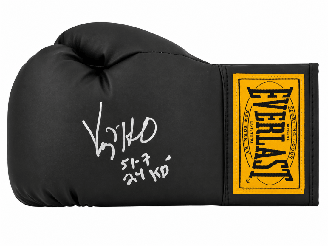 Virgil Hill Signed Everlast Black Full Size Boxing Glove w/51-7, 24 Kos - HILGLV511 - Virgil Hill Signed Everlast Black Full Size Boxing Glove w/51-7, 24 Kos product image