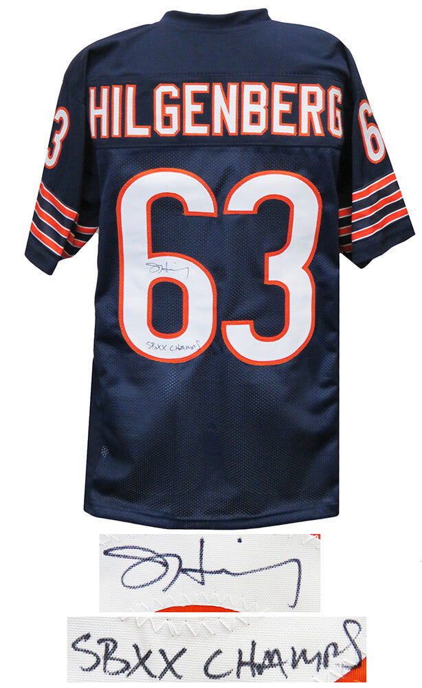 Jay Hilgenberg Signed Navy Custom Jersey w/SB XX Champs - HILJRY310 - Jay Hilgenberg Signed Navy Custom Jersey w/SB XX Champs product image