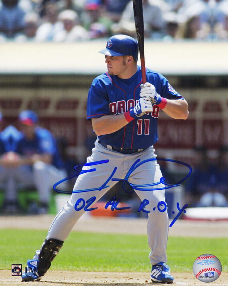 Eric Hinske Signed Toronto Blue Jays 8x10 Photo w/02 AL ROY (Blue Ink) - HIN08P100 - Eric Hinske Signed Toronto Blue Jays 8x10 Photo w/02 AL ROY (Blue Ink) product image