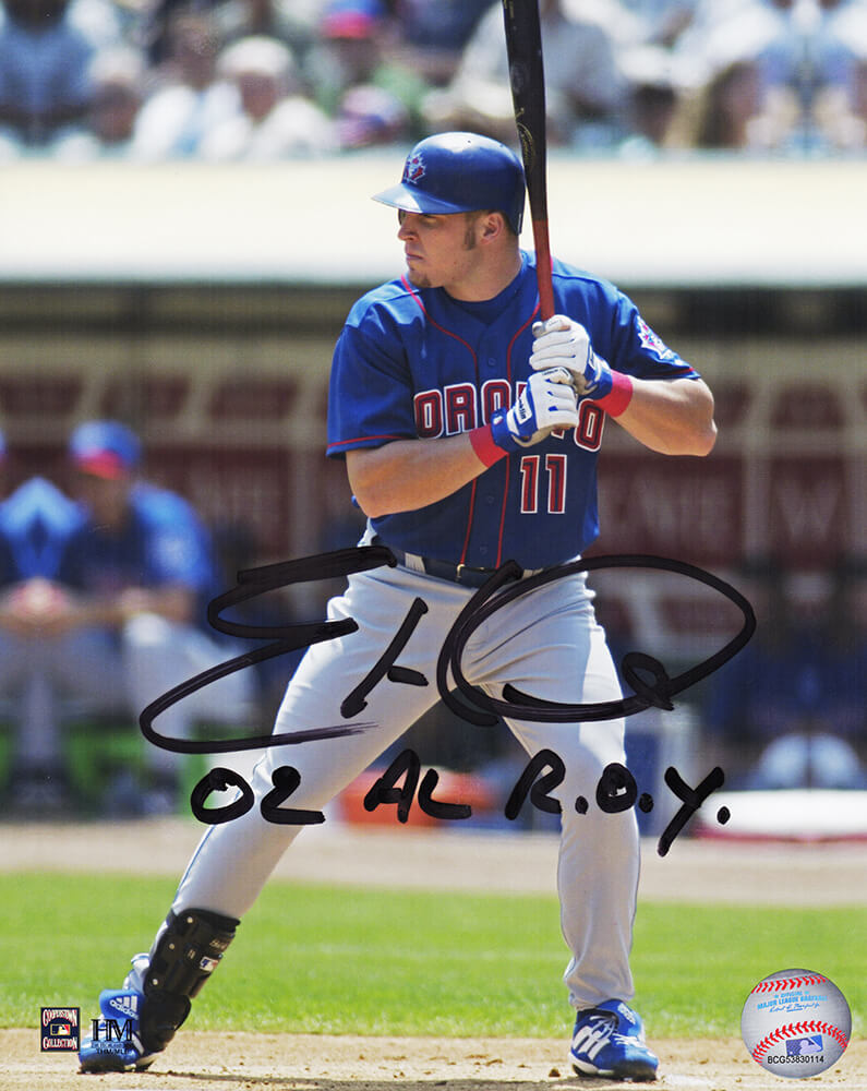 Eric Hinske Signed Toronto Blue Jays 8x10 Photo w/02 AL ROY (Black Ink) - HIN08P101 - Eric Hinske Signed Toronto Blue Jays 8x10 Photo w/02 AL ROY (Black Ink) product image