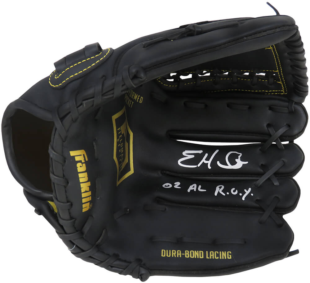 Eric Hinske Signed Franklin Black Baseball Fielders Glove w/02 AL ROY - HINGLV100 - Eric Hinske Signed Franklin Black Baseball Fielders Glove w/02 AL ROY product image