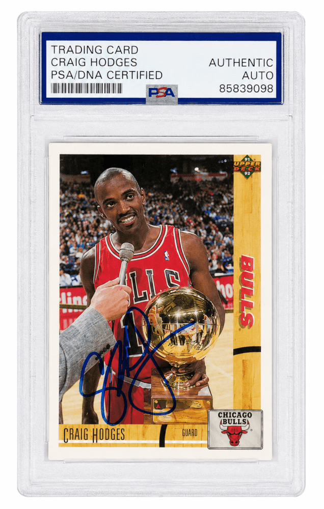 Craig Hodges Signed Chicago Bulls 1991 Upper Deck Basketball Trading Card #148 - (PSA Encapsulated) - HODCAR202 - Craig Hodges Signed Chicago Bulls 1991 Upper Deck Basketball Trading Card #148 - (PSA Encapsulated) product image