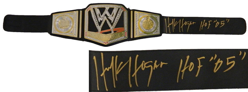 Hulk Hogan Signed WWE World Championship Replica Belt w/HOF 05 - HOGBLT503 - Hulk Hogan Signed WWE World Championship Replica Belt w/HOF 05 product image