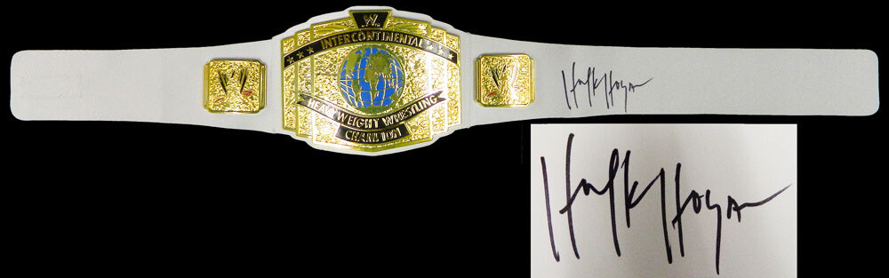 Hulk Hogan Signed WWE Intercontinental Championship White Replica Belt - HOGBLT510 - Hulk Hogan Signed WWE Intercontinental Championship White Replica Belt product image