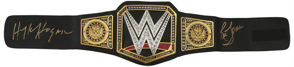 Hulk Hogan & Ric Flair Signed WWE Heavyweight Champion Replica Wrestling Black Belt - HOGBLT525 - Hulk Hogan & Ric Flair Signed WWE Heavyweight Champion Replica Wrestling Black Belt product image