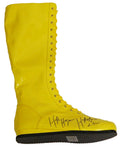 Hulk Hogan Signed Yellow Wrestling Boot w/Hulkamania 4 Life - HOGSHO501 - Hulk Hogan Signed Yellow Wrestling Boot w/Hulkamania 4 Life product image