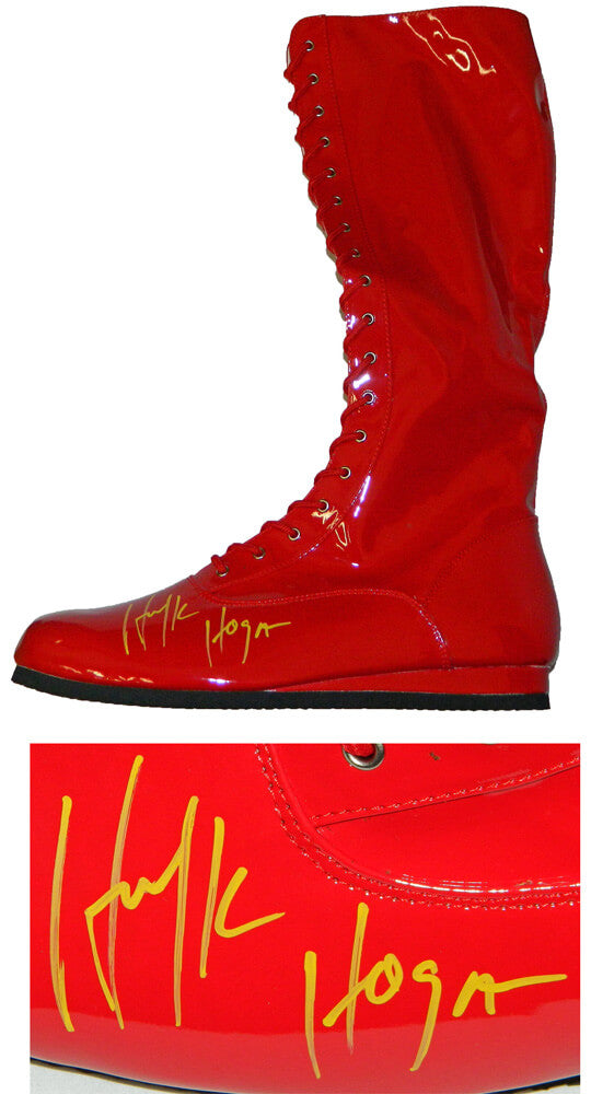 Hulk Hogan Signed Red Wrestling Boot - HOGSHO502 - Hulk Hogan Signed Red Wrestling Boot product image