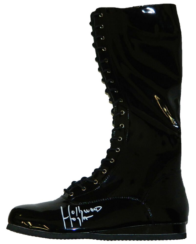 Hollywood Hulk Hogan Signed Black Wrestling Boot - HOGSHO504 - Hollywood Hulk Hogan Signed Black Wrestling Boot product image