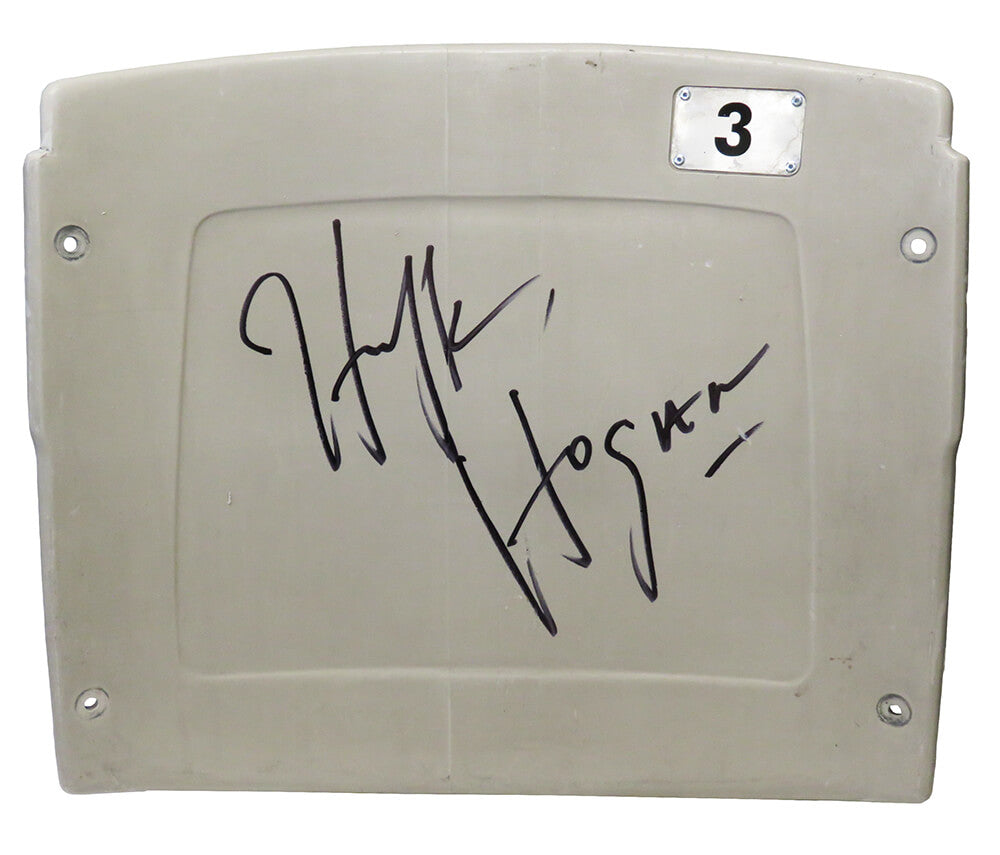 Hulk Hogan Signed Detroit Silverdome (Home Of Wrestle Mania III) White #3 Stadium Seatback - HOGSTB506 - Hulk Hogan Signed Detroit Silverdome (Home Of Wrestle Mania III) White #3 Stadium Seatback product image