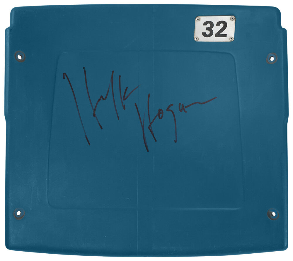 Hulk Hogan Signed Detroit Silverdome (Stadium Of Wrestle Mania III) Blue Stadium Seatback - HOGSTB507 - Hulk Hogan Signed Detroit Silverdome (Stadium Of Wrestle Mania III) Blue Stadium Seatback product image