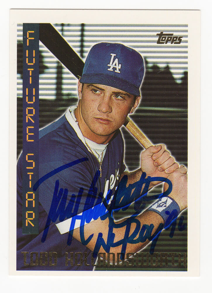 Todd Hollandsworth Signed Los Angeles Dodgers 1995 Topps Baseball Rookie Card #247 w/NL ROY 96 - HOLCAR102 - Todd Hollandsworth Signed Los Angeles Dodgers 1995 Topps Baseball Rookie Card #247 w/NL ROY 96 product image