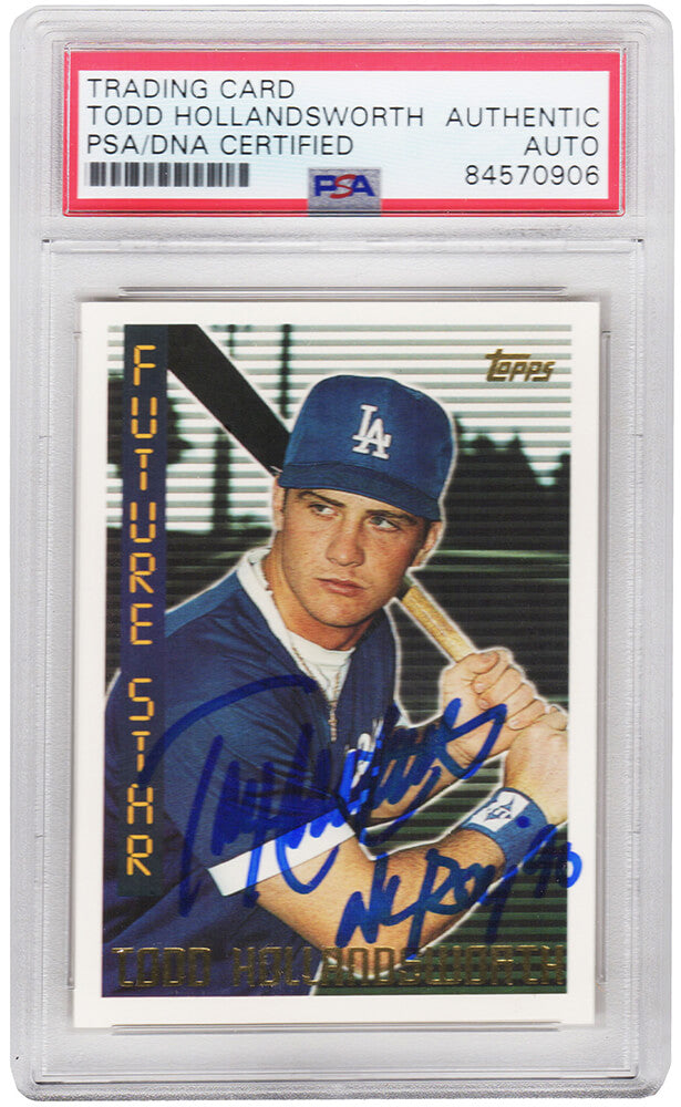 Todd Hollandsworth Signed Los Angeles Dodgers 1995 Topps Baseball Rookie Card #247 w/NL ROY 96 - (PSA Encapsulated) - HOLCAR104 - Todd Hollandsworth Signed Los Angeles Dodgers 1995 Topps Baseball Rookie Card #247 w/NL ROY 96 - (PSA Encapsulated) product image
