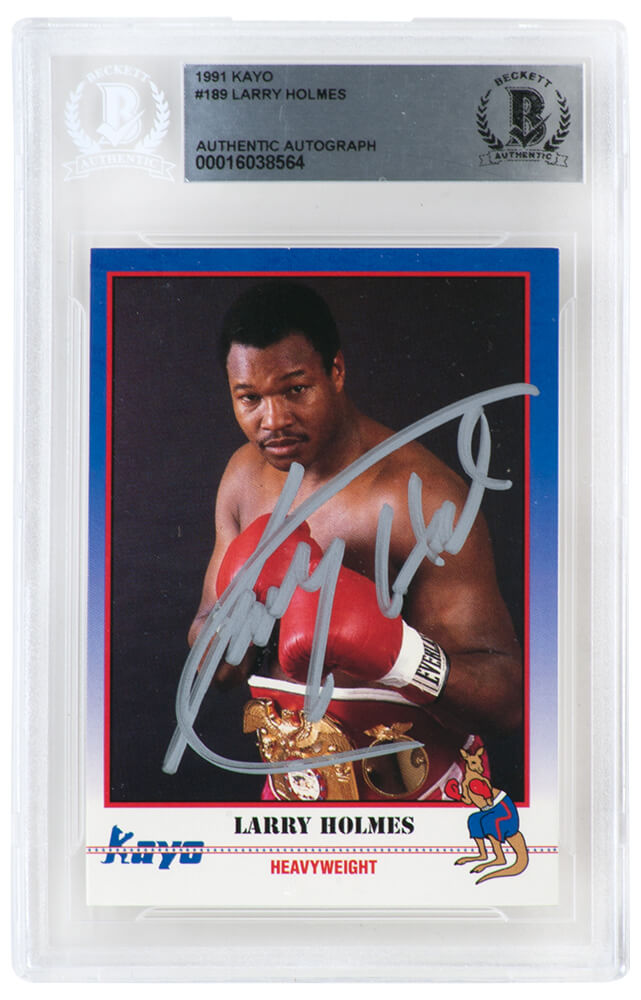 Larry Holmes Signed 1991 Kayo Boxing Trading Card #189 - (Beckett Encapsulated) - HOLCAR502 - Larry Holmes Signed 1991 Kayo Boxing Trading Card #189 - (Beckett Encapsulated) product image