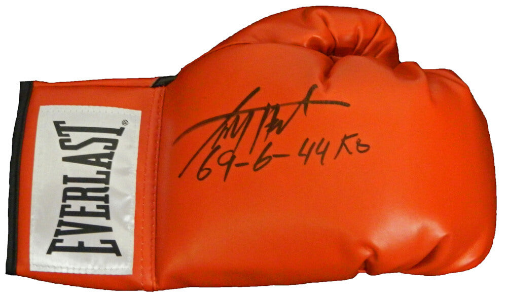 Larry Holmes Signed Everlast Red Boxing Glove w/69-6-44KO - HOLGLV503 - Larry Holmes Signed Everlast Red Boxing Glove w/69-6-44KO product image