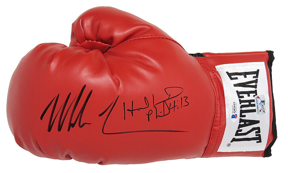 Evander Holyfield & Mike Tyson Dual Signed Everlast Red Boxing Glove (Beckett) - HOLGLV521 - Evander Holyfield & Mike Tyson Dual Signed Everlast Red Boxing Glove (Beckett) product image
