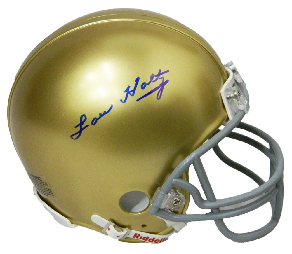 Lou Holtz Signed Notre Dame Riddell Mini Helmet - HOLMIN300 - Lou Holtz Signed Notre Dame Riddell Mini Helmet product image