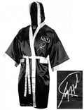 Larry Holmes Signed Title Black Boxing Robe - HOLROB501 - Larry Holmes Signed Title Black Boxing Robe product image