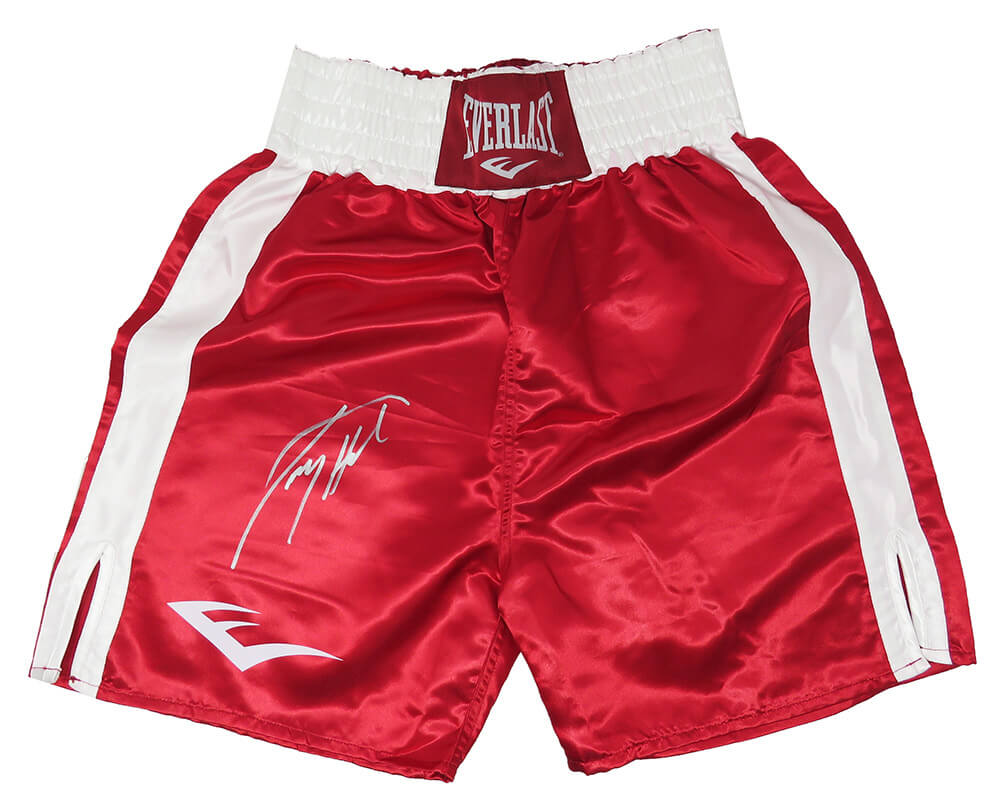Larry Holmes Signed Everlast Red Boxing Trunks - HOLTRU502 - Larry Holmes Signed Everlast Red Boxing Trunks product image