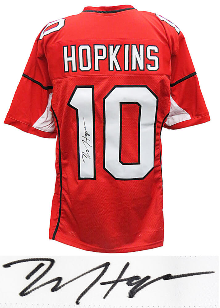 DeAndre Hopkins Signed Red Custom Football Jersey - HOPJRY303 - DeAndre Hopkins Signed Red Custom Football Jersey product image