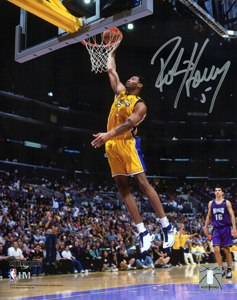 Robert Horry Signed Los Angeles Lakers Gold Jersey Dunk 8x10 Photo - HOR08P200 - Robert Horry Signed Los Angeles Lakers Gold Jersey Dunk 8x10 Photo product image