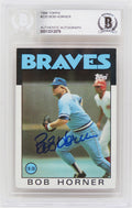 Bob Horner Signed Atlanta Braves 1986 Topps Baseball Trading Card #220 - (Beckett Encapsulated) - HORCAR101 - Bob Horner Signed Atlanta Braves 1986 Topps Baseball Trading Card #220 - (Beckett Encapsulated) product image