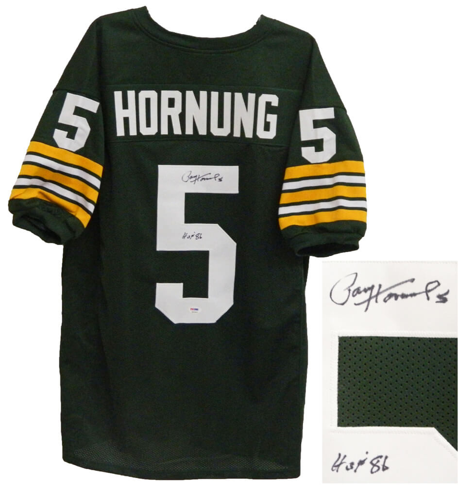 Paul Hornung Signed Green Custom Jersey w/HOF'86 - HORJRY300 - Paul Hornung Signed Green Custom Jersey w/HOF'86 product image