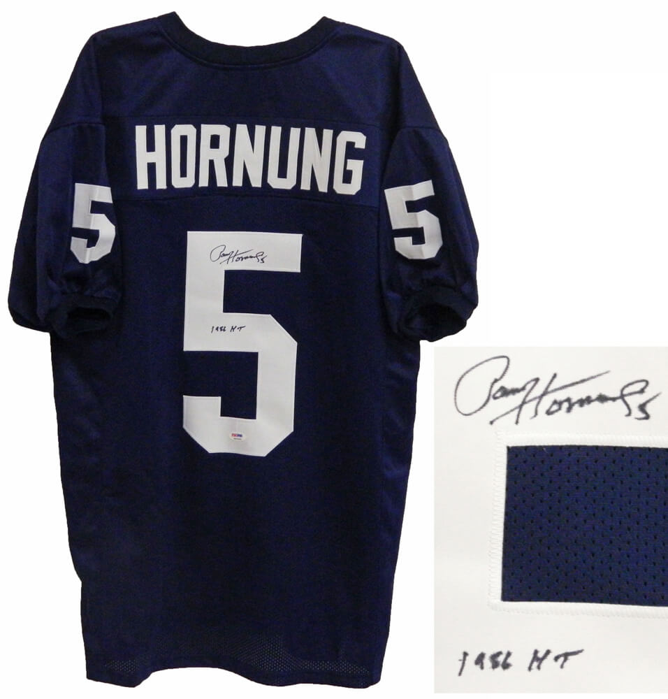Paul Hornung Signed Navy Throwback Custom Jersey w/56 HT - HORJRY301 - Paul Hornung Signed Navy Throwback Custom Jersey w/56 HT product image