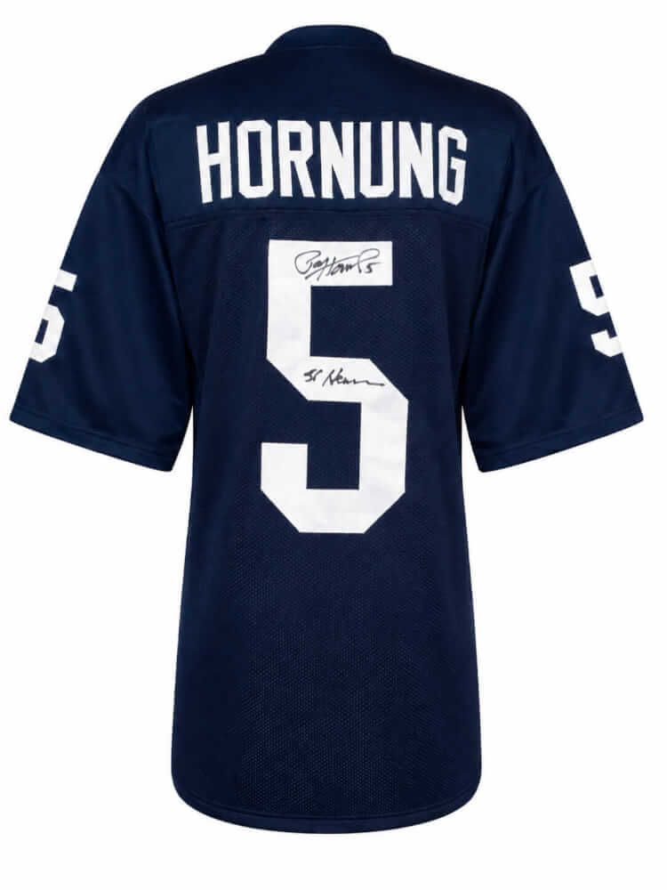 Paul Hornung Signed Navy Throwback Custom Football Jersey w/56 Heisman - HORJRY307 - Paul Hornung Signed Navy Throwback Custom Football Jersey w/56 Heisman product image