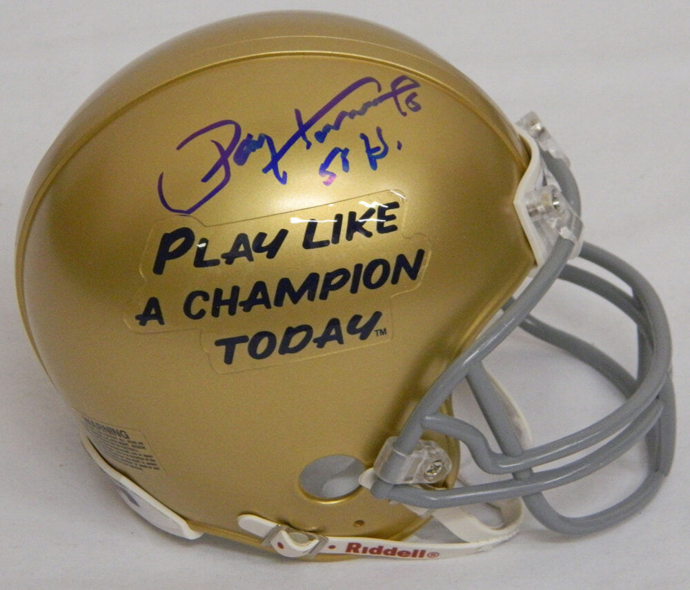 Paul Hornung Signed Notre Dame Play Like A Champion Today Logo Riddell Mini Helmet w/56H - HORMIN303 - Paul Hornung Signed Notre Dame Play Like A Champion Today Logo Riddell Mini Helmet w/56H product image