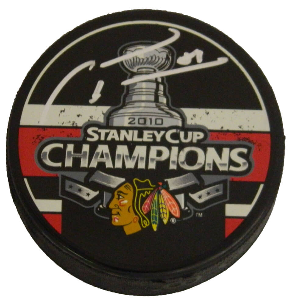 Marian Hossa Signed Blackhawks Stanley Cup Champs Logo Hockey Puck - HOSPUC401 - Marian Hossa Signed Blackhawks Stanley Cup Champs Logo Hockey Puck product image