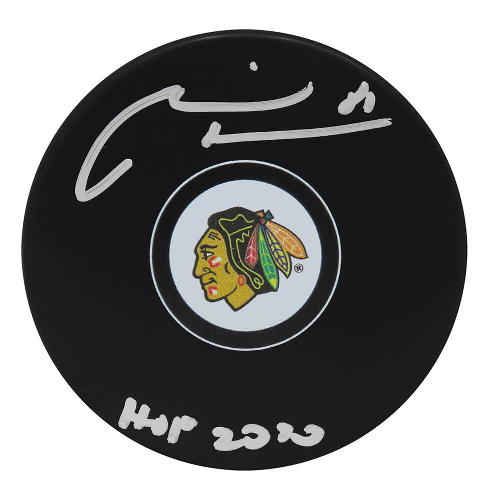Marian Hossa Signed Chicago Blackhawks Logo Hockey Puck w/HOF 2020 - HOSPUC405 - Marian Hossa Signed Chicago Blackhawks Logo Hockey Puck w/HOF 2020 product image