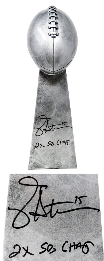 Jeff Hostetler Signed Football World Champion 15 Inch Replica Trophy w/2x SB Champs - HOSTRO300 - Jeff Hostetler Signed Football World Champion 15 Inch Replica Trophy w/2x SB Champs product image