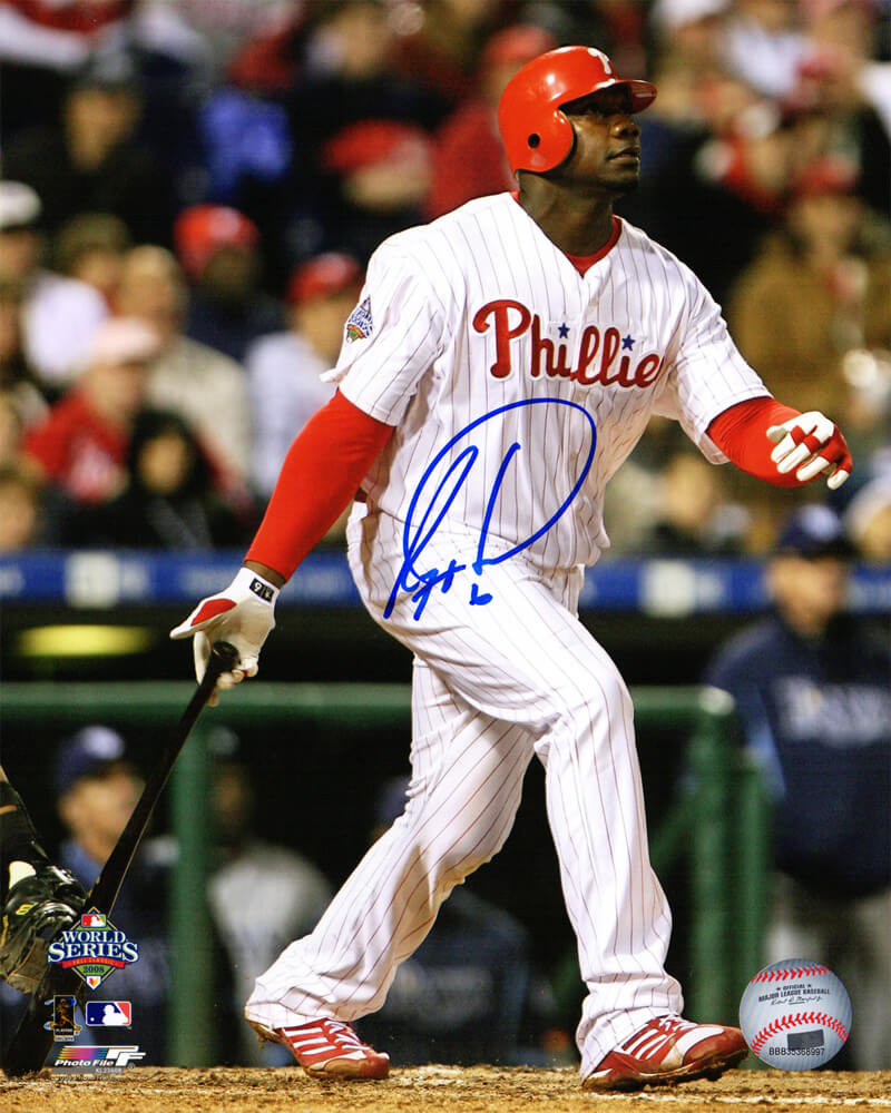 Ryan Howard Signed Philadelphia Phillies 2008 World Series Action 8x10 Photo - HOW08P102 - Ryan Howard Signed Philadelphia Phillies 2008 World Series Action 8x10 Photo product image