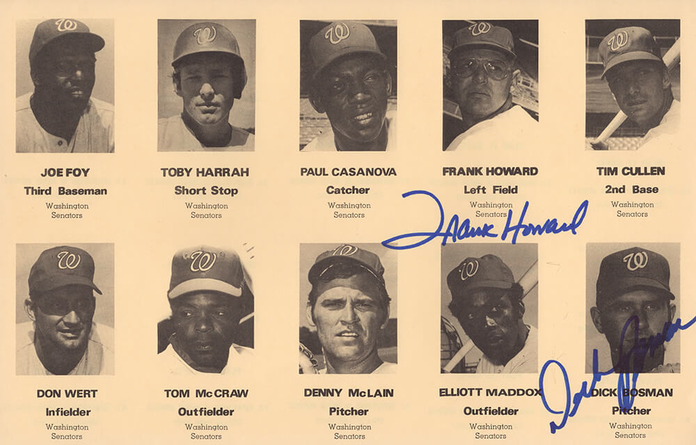 Frank Howard & Dick Bosman Signed 1971 Washington Senators Team Office of Traffic Safety 8x12 Uncut Sheet - HOW08P111 - Frank Howard & Dick Bosman Signed 1971 Washington Senators Team Office of Traffic Safety 8x12 Uncut Sheet product image