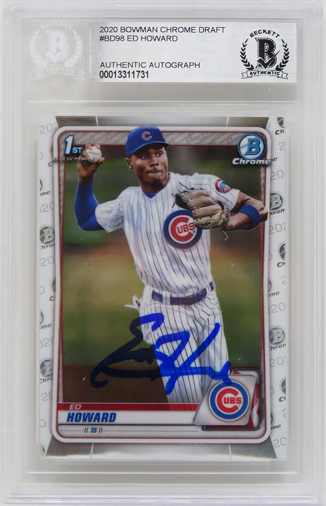 Ed Howard Signed Chicago Cubs 2020 Topps Bowman Chrome Baseball Rookie Card #BD-98 (Beckett Encapsulated) - HOWCAR101 - Ed Howard Signed Chicago Cubs 2020 Topps Bowman Chrome Baseball Rookie Card #BD-98 (Beckett Encapsulated) product image