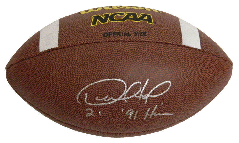 Desmond Howard Signed Wilson NCAA Full Size Football w/91 Heisman - HOWFTB300 - Desmond Howard Signed Wilson NCAA Full Size Football w/91 Heisman product image