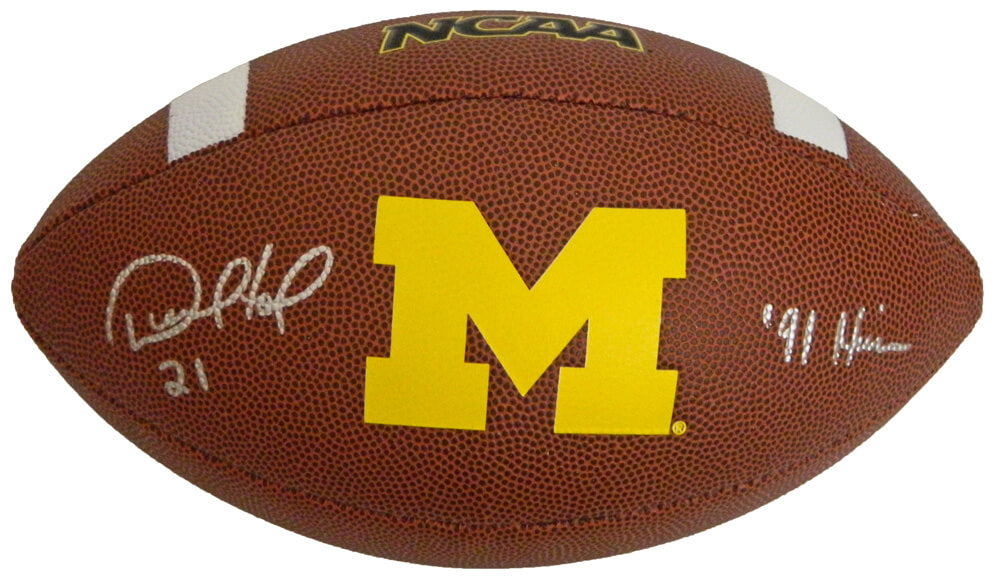 Desmond Howard Signed Michigan Wolverines Logo Wilson Football w/91 Heisman - HOWFTB301 - Desmond Howard Signed Michigan Wolverines Logo Wilson Football w/91 Heisman product image