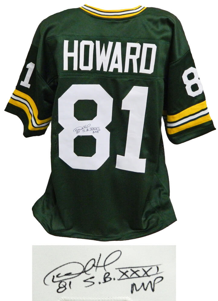 Desmond Howard Signed Green Custom Football Jersey w/SB XXXI MVP - HOWJRY301 - Desmond Howard Signed Green Custom Football Jersey w/SB XXXI MVP product image