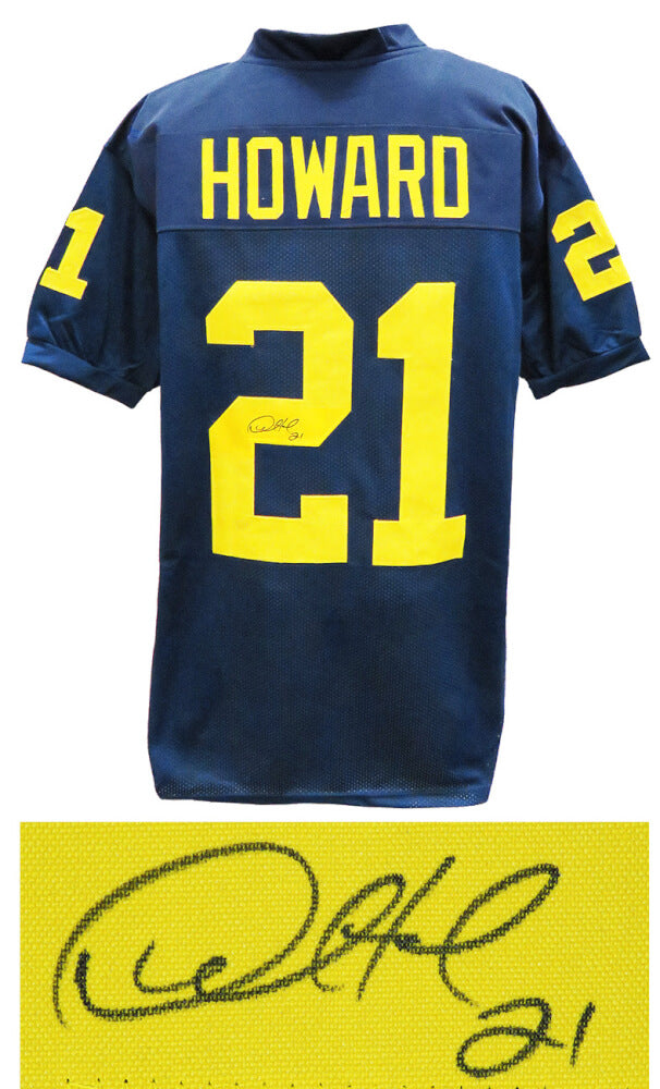 Desmond Howard Signed Navy Throwback Custom Football Jersey - HOWJRY305 - Desmond Howard Signed Navy Throwback Custom Football Jersey product image