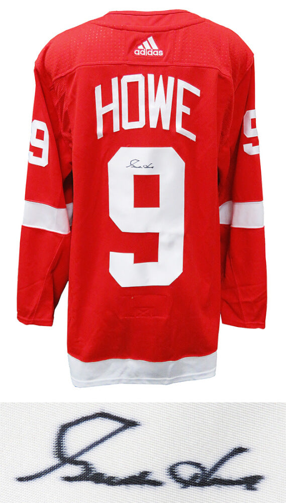 Gordie Howe Signed Detroit Red Wings Red Adidas Premier Hockey Jersey With Fight Strap - HOWJRY406 - Gordie Howe Signed Detroit Red Wings Red Adidas Premier Hockey Jersey With Fight Strap product image