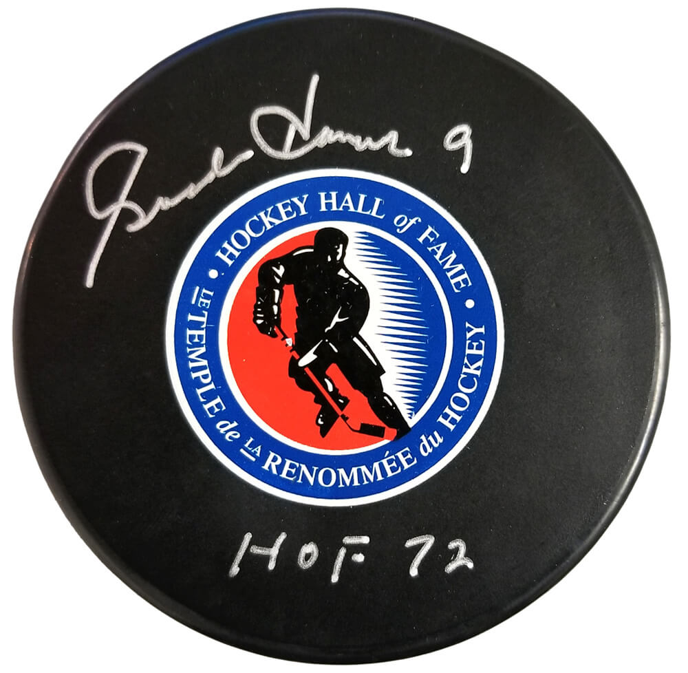Gordie Howe Signed Hockey Hall of Fame Logo Hockey Puck w/HOF'72 - HOWPUC402 - Gordie Howe Signed Hockey Hall of Fame Logo Hockey Puck w/HOF'72 product image
