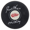 Gordie Howe Signed Detroit Red Wings Logo Hockey Puck w/Mr. Hockey - HOWPUC404 - Gordie Howe Signed Detroit Red Wings Logo Hockey Puck w/Mr. Hockey product image