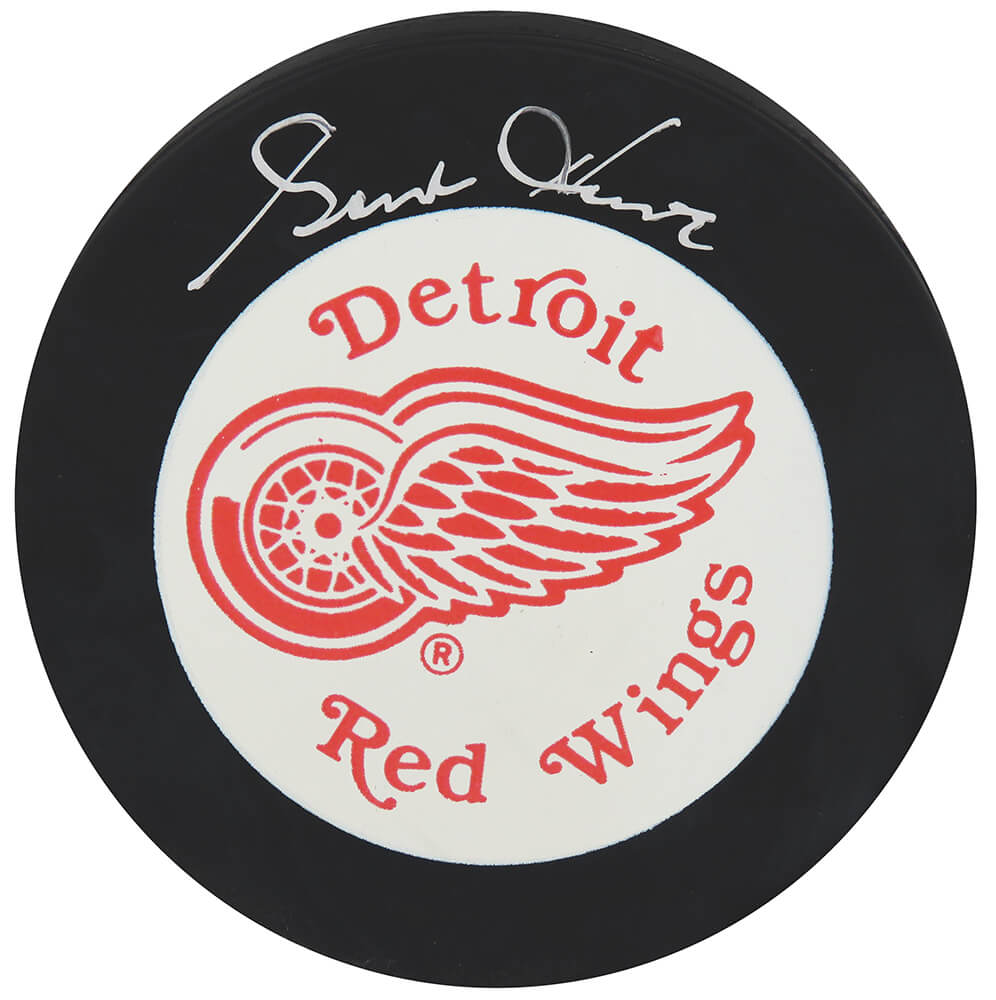 Gordie Howe Signed Detroit Red Wings Large Logo Hockey Puck (In Silver) - (JSA COA) - HOWPUC406 - Gordie Howe Signed Detroit Red Wings Large Logo Hockey Puck (In Silver) - (JSA COA) product image