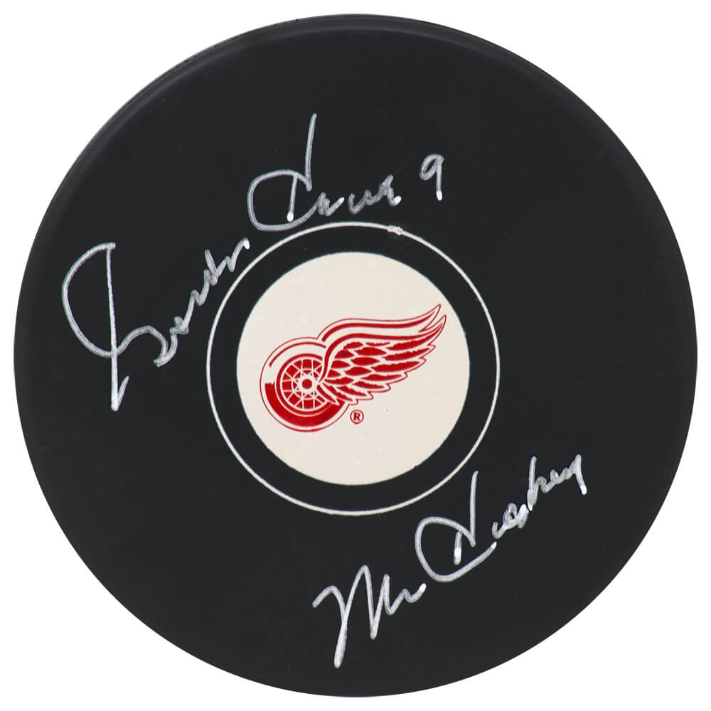 Gordie Howe Signed Detroit Red Wings Logo Hockey Puck w/Mr. Hockey - (Beckett COA) - HOWPUC408 - Gordie Howe Signed Detroit Red Wings Logo Hockey Puck w/Mr. Hockey - (Beckett COA) product image